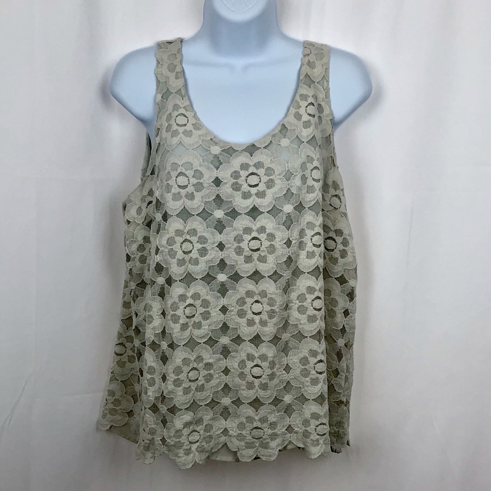 Loft cotton blend lace overlay sleeveless top M